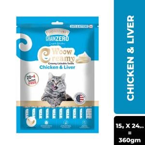 GRAIN ZERO CHICKEN LIVER CAT CREAMY TREATS ( 360GM*20+4 FREE STICKS )