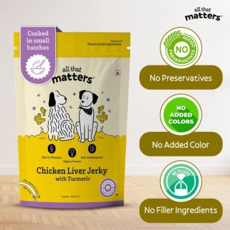ALL THAT MATTERS CHICKEN LIVER JERKY WITH TURMERIC DOG TREATS