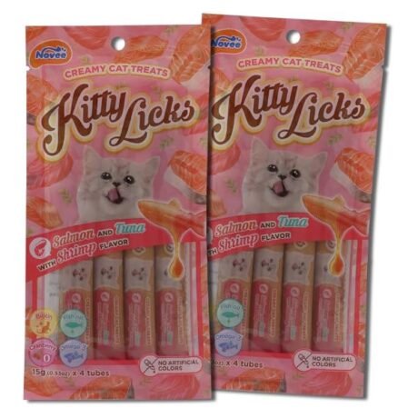 KITTY LICKS SALMON AND TUNA WITH SHRIMP CAT CREAMY TREATS