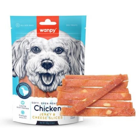 WANPY CHICKEN JERKY & CHEESE SLICES DOG TREATS