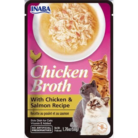 INABA CHICKEN BROTH WITH CHICKEN & SALMON CAT WET FOOD