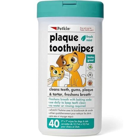 PETKIN PLAQUE FRESH MINT TOOTHWIPES FOR DOGS & CATS