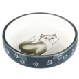 Trixie-Cat-Bowl-Flat-Cat¦Paws-Ceramic-0.3Lo15cm-GreyWhite