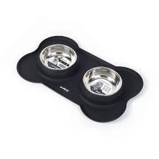 M-PETS Duet Stainless Steel Bowls with Silicone Mat