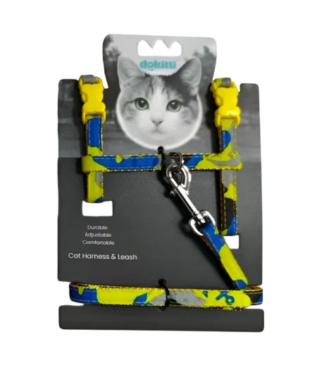DOKITTI NEON SPLASH CAT LEASH & HARNESS SET