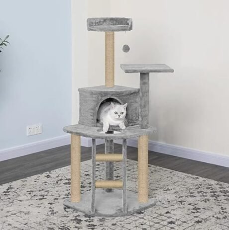 Mellifluous Fur Fabric Activity Kitten Cat Tree - Ladder Condo Top Seat