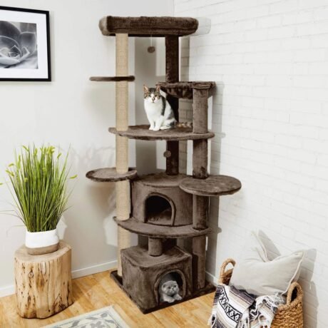 Multisory Playing Activity Kitten Cat Tree - Soft Fur Fabric Furry Balls Condos