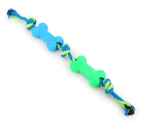 BASIL DOUBLE BONE ON ROPE DOG CHEW TOY